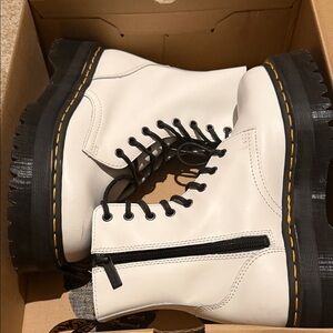 Dr. Martens White Leather Combat Boots